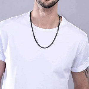 MensFashionStyleStore FLAT BLOCK CHAIN STEEL NECKLACE