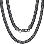 MensFashionStyleStore Black / Length 75cm / Wigth 6mm FLAT BLOCK CHAIN STEEL NECKLACE