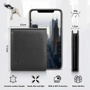  Men's Fashion Style Store Genuine Leather Wallet Men Classic Black Soft Purse Coin Pocket Credit Card Holder