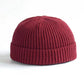 Men's Fashion Style Store Wine Red / CN Men Women Knitted Hat Beanie Skullcap Sailor Docker solid fashion Cuff Brimless Cap Rogue Melon Fur Woolen Knitted beanies hats