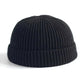 Men's Fashion Style Store Black / CN Men Women Knitted Hat Beanie Skullcap Sailor Docker solid fashion Cuff Brimless Cap Rogue Melon Fur Woolen Knitted beanies hats