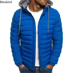  Men's Fashion Style Store New Autumn Winter Men's Parkas Solid Hooded Cotton Coat Jacket Casual Warm Clothes Mens Overcoat Streetwear Puffer Jacket Male