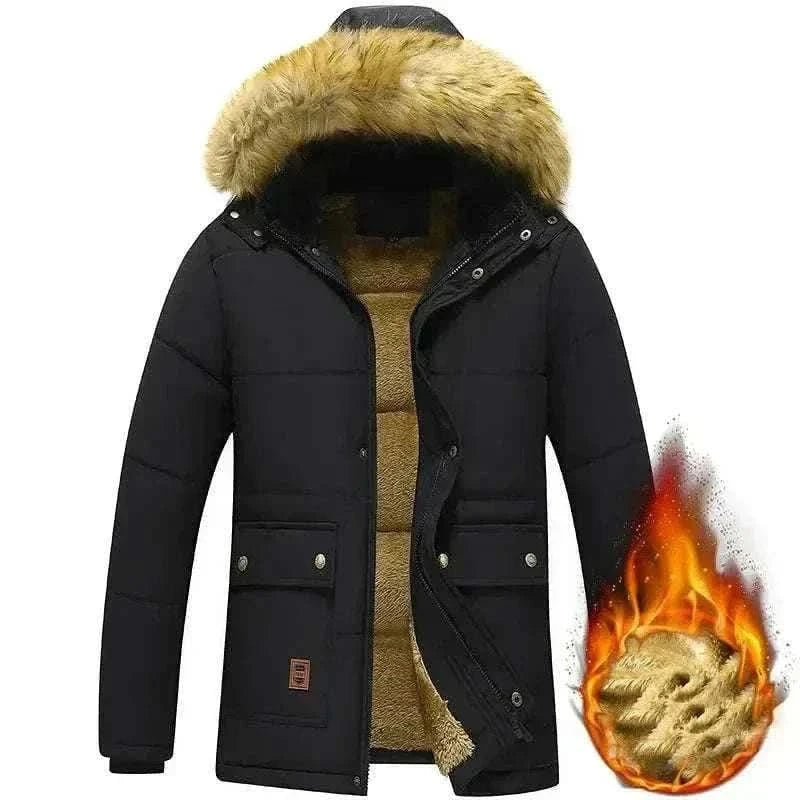 Men's Fashion Style Store New Men Winter Autumn  With Thick Warm Hooded Fur Collar Coat
