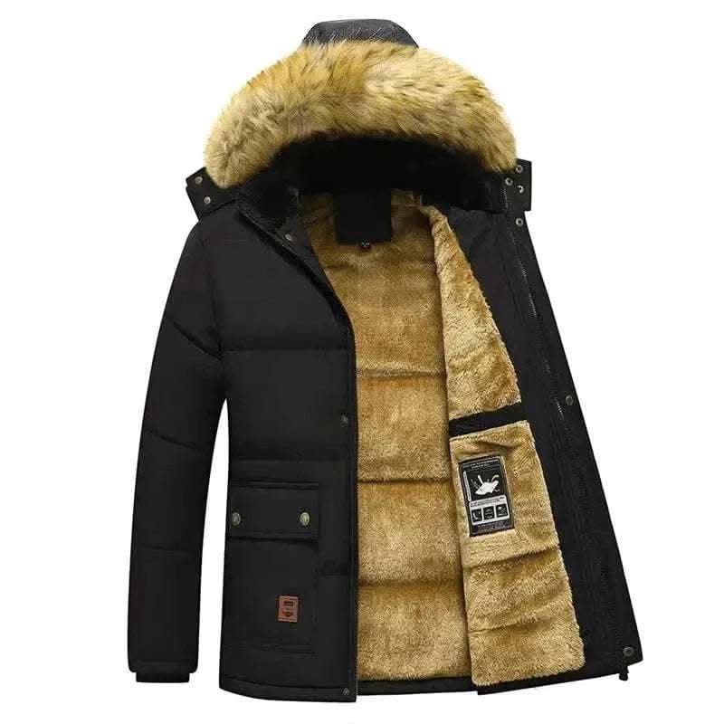 Men's Fashion Style Store New Men Winter Autumn  With Thick Warm Hooded Fur Collar Coat