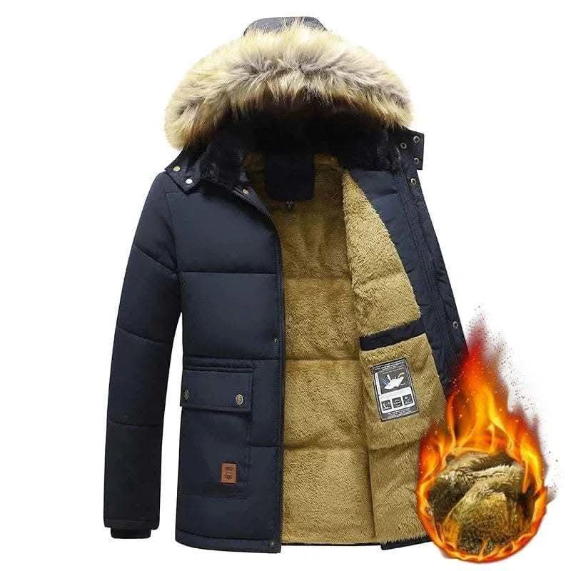 Men's Fashion Style Store New Men Winter Autumn  With Thick Warm Hooded Fur Collar Coat