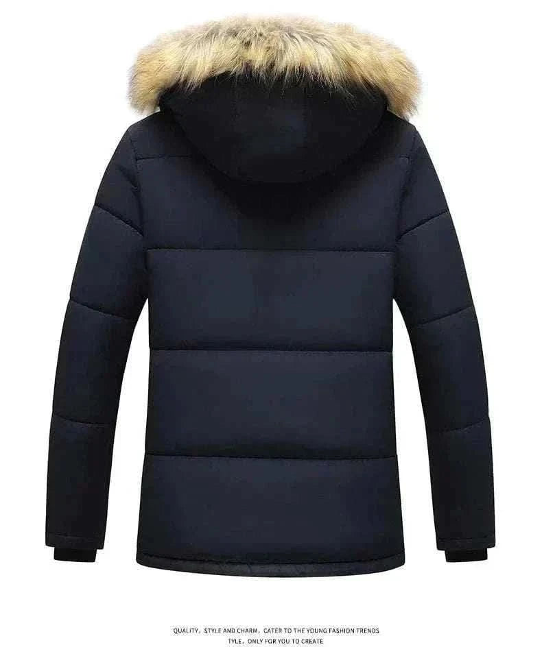 Men's Fashion Style Store New Men Winter Autumn  With Thick Warm Hooded Fur Collar Coat