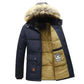 Men's Fashion Style Store Navy blue / XL New Men Winter Autumn  With Thick Warm Hooded Fur Collar Coat